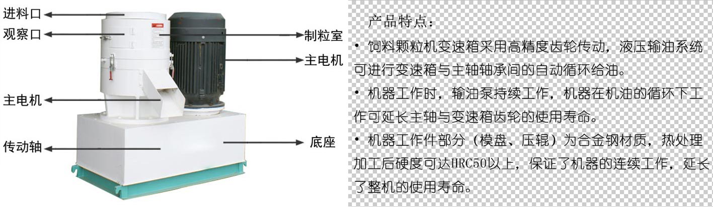 350豬飼料顆粒機結(jié)構(gòu)示意圖及特點